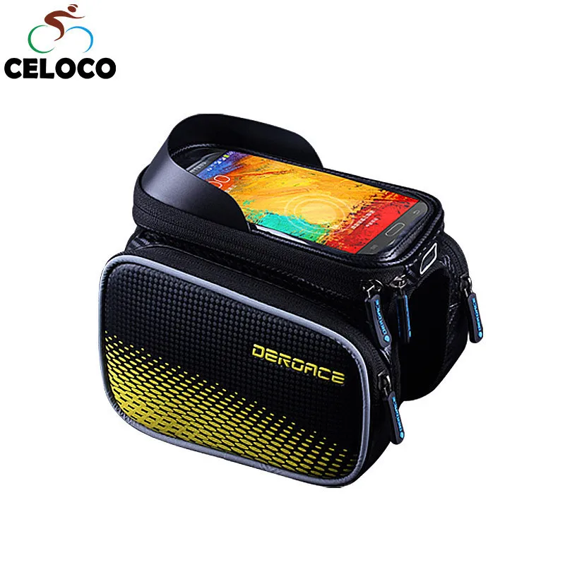 

Frame Phone Bag For Bicycle Front Head Bike Bag&Double IPouch Cycling Basket Pannier For 6.0 Cell Phone Holder Bike Accessories
