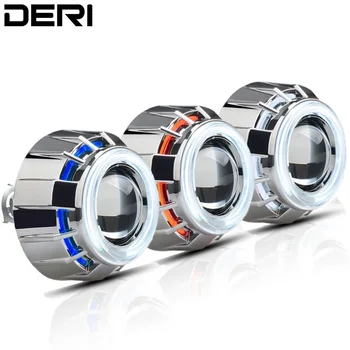 

3'' inch Round HID Bi xenon Projector Lens Headlight with CCFL White Red Blue Double Angel Eye Styling H1 H4 H7 6000K Hi/Lo Beam