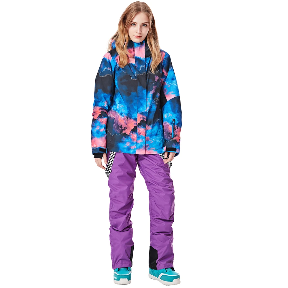 SIMAINING-30 лыжный костюм для женщин, куртка для сноуборда и брюки для горного катания на лыжах, Водонепроницаемая дышащая уличная зимняя теплая куртка, зимний комплект