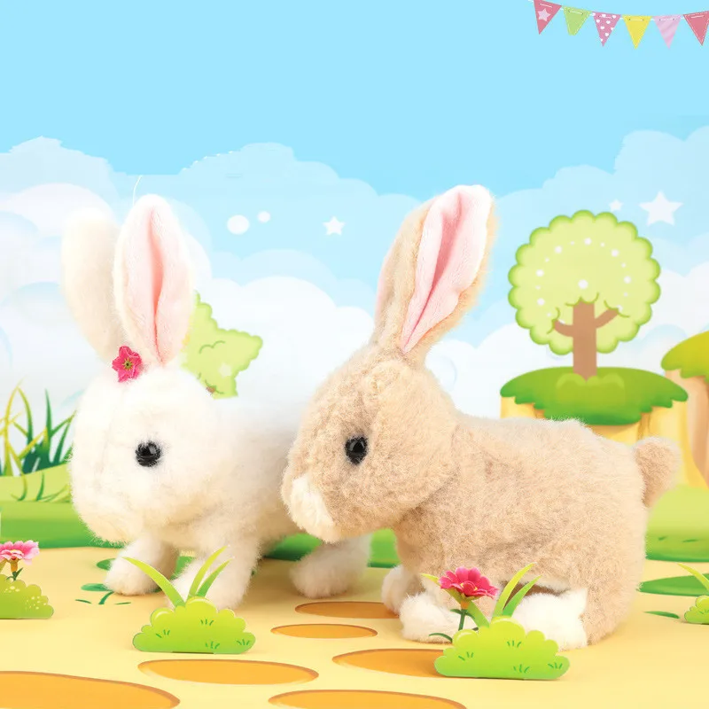 Stuffed Animal Doll Pups Stuffed Rabbit Electric Plush Toys Walking Doll Puppies Plush Baby Interactive Toys for Children