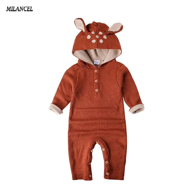 Wholesale 2016 Autumn Knitted Baby Boys Girls Clothes Set Long Sleeve Reindeer Newborn Baby Romper Jumpsuit