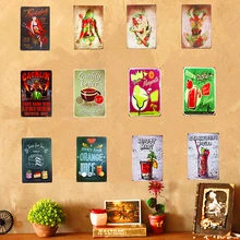 Коктейльное меню металлическая жестяная вывеска Бар Декор для стен в винтажном стиле металлические поделки домашний декор художественный плакат Бар Паб таверна Настенный декор таблички