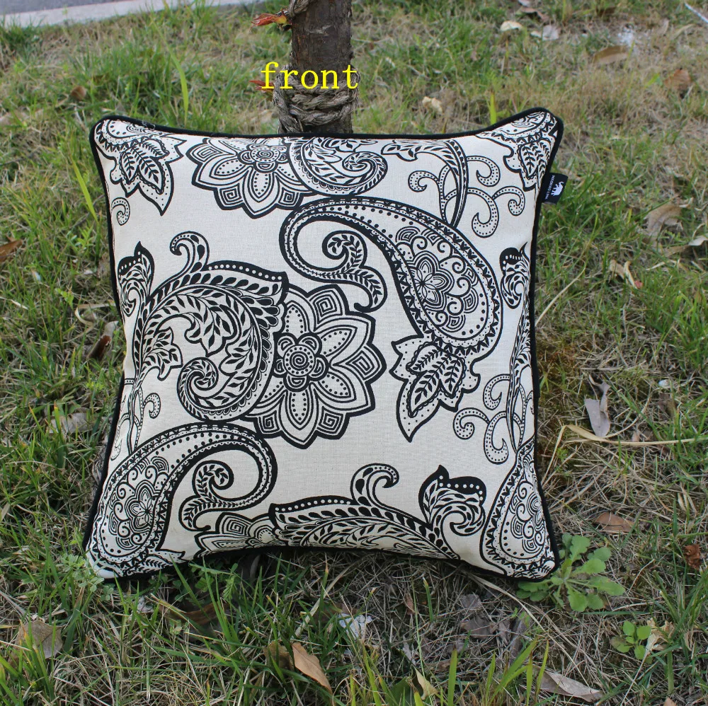 VEZO HOME new printed black chevron paisley cotton linen sofa cushions