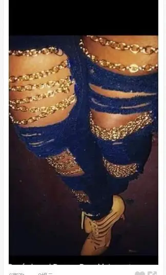 2018 Ripped Waist Women Jeans Burst Women's Hole Chain Fashion Cool Jeans Pants Denim Pants Femme Boyfriend for Women Plus Size