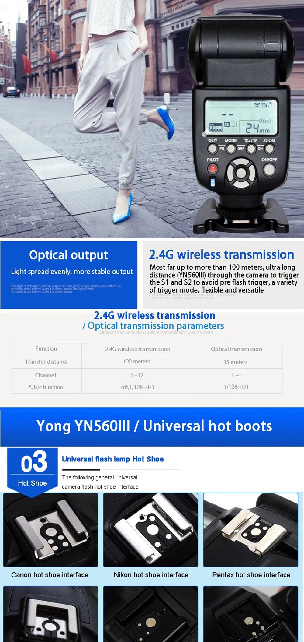 Светодиодная лампа для видеосъемки Yongnuo Универсальный Беспроводной синхроконтакта разъем для внешней вспышки типа YN560III YN-560III YN560 III speedllight интегрированный 2,4 ггц ресивер для Canon Nikon