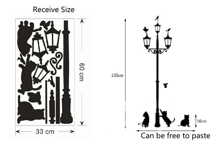 Креативные DIY популярные старинные лампы кошки и птицы настенные стикеры мультфильм настенные фрески домашний декор комнаты дети наклейки обои