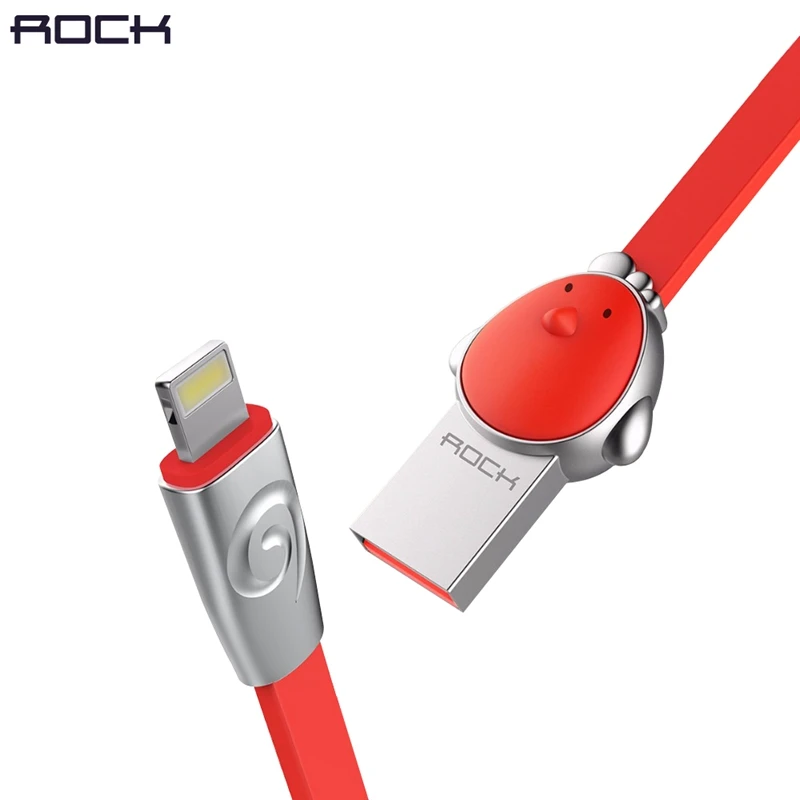 Goedkoop Kip Zinklegering USB Charger Kabel voor iPhone X 10 8 7 Plus SE, ROCK Mascotte USB Kabel voor iPhone X 8 SE Oplaadkabel