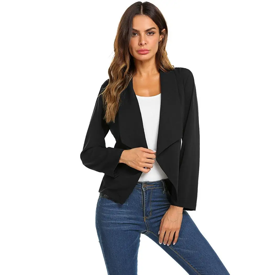 Women Casual Turn-Down Collar Long Sleeve Spring Autumn Solid Belt Open Front Slim Jackets Open-front | Женская одежда