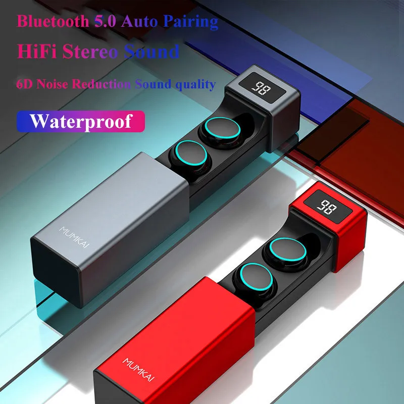 

Touch Control Wireless Bluetooth 5.0 earphone HiFi 6D Stereo Headset Battery Display TWS Waterproof Earbuds Support Charge M8