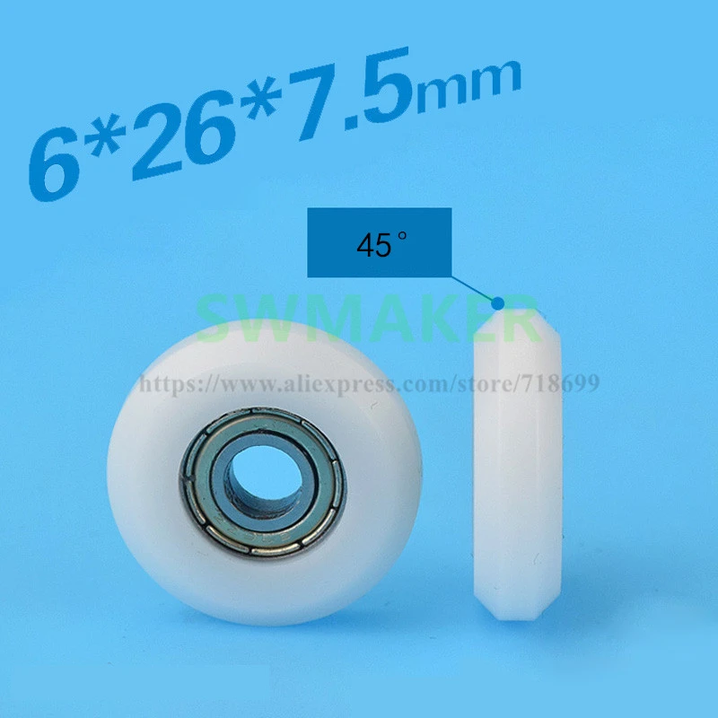 6 26 7 5mm Pom Nylon Plastic Pulley For Diy 3d Printer Engraving Machine Bearings 696zz R Y Type Wheel Timing Pulley Size Timing Pulley Pulley Sizestiming Wheel Aliexpress
