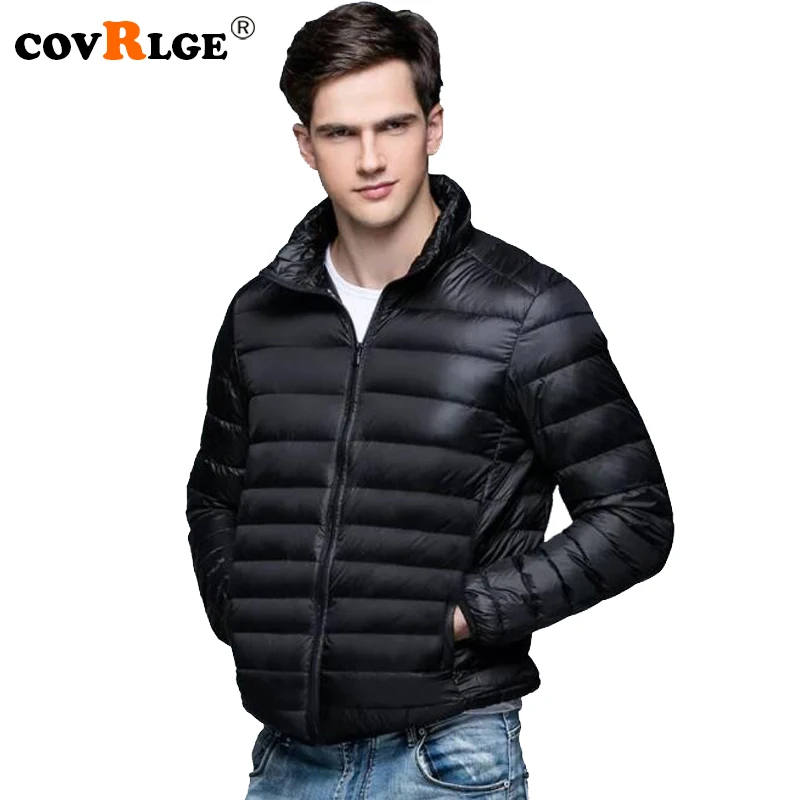 

Covrlge 2018 Autumn Winter New Man Duck Down Jacket Ultra Light Thin Plus Size Jackets Men Stand Collar Outerwear Coat MWY001