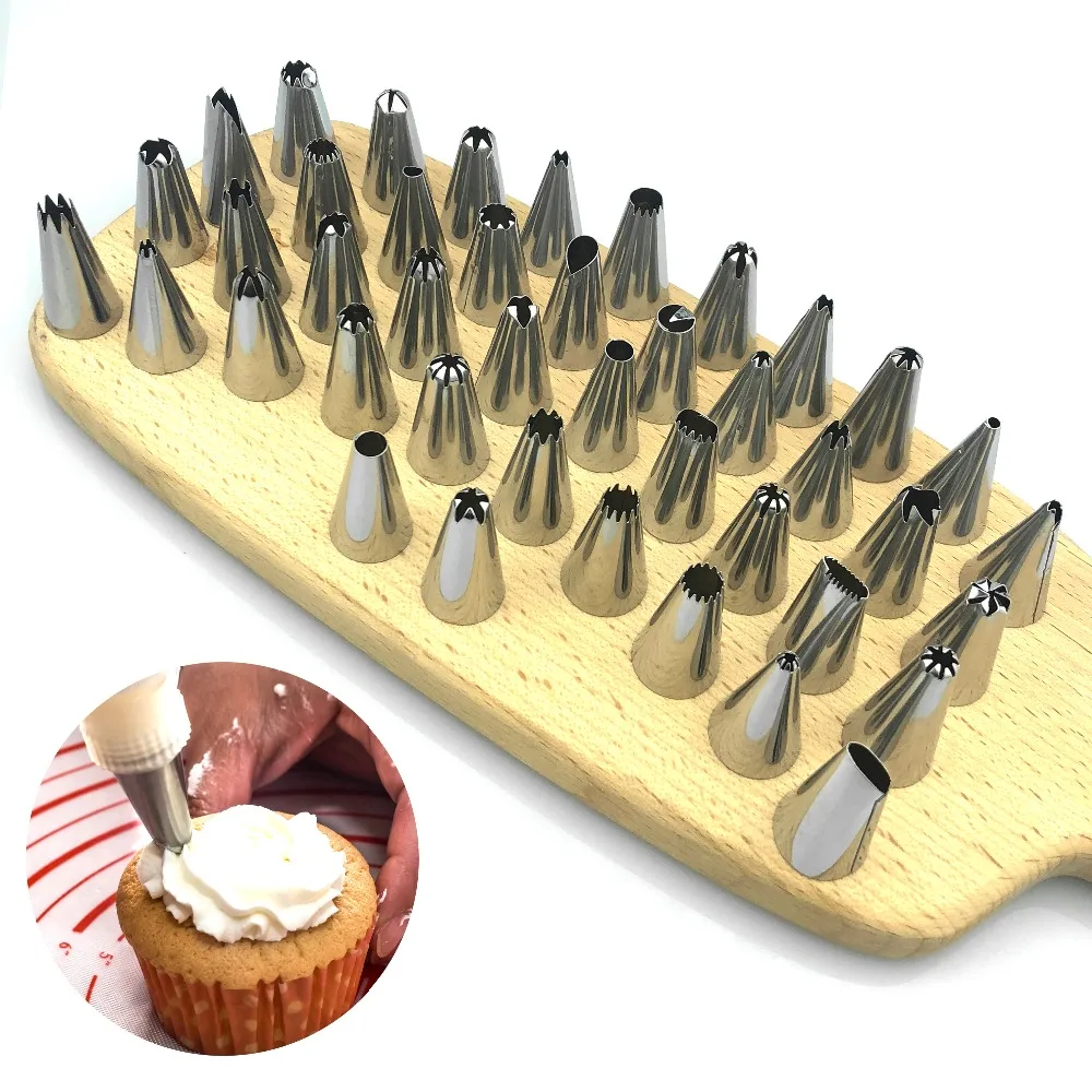 

42PC/set Decorating Baking icing Piping Nozzles Tool Cake Wedding Tool Stainless Steel Kitchen Baking Pastry Tips Set