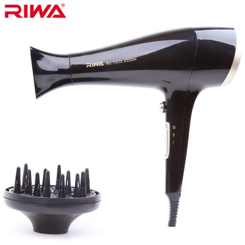 Lidar com Secador de Cabelo Secador de Cabelo Máquina de Sopro w de Alta Riwa Peso Leve Potência Difusor Styling Estilor Ferramenta Cabelo Baixo Ruído Rc-7202 2200