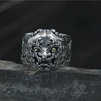 

925 Sterling Silver Lion Head Ring Fashion Cool Design Lion Head Ring For Men Punk Retro Animal Party Jewelry Ring Dropshipping