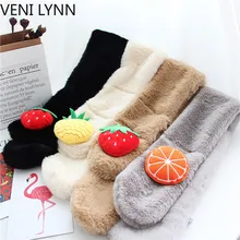 VENILYNN/ г. Зимний милый фруктовый детский шарф шарфы для мальчиков и девочек детский шарф с искусственным кроличьим мехом и помпоном шарфы-кольца