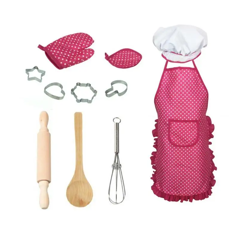 10pcs/set Children Kitchen Toys KidsCooking Baking Play Toy with Apron