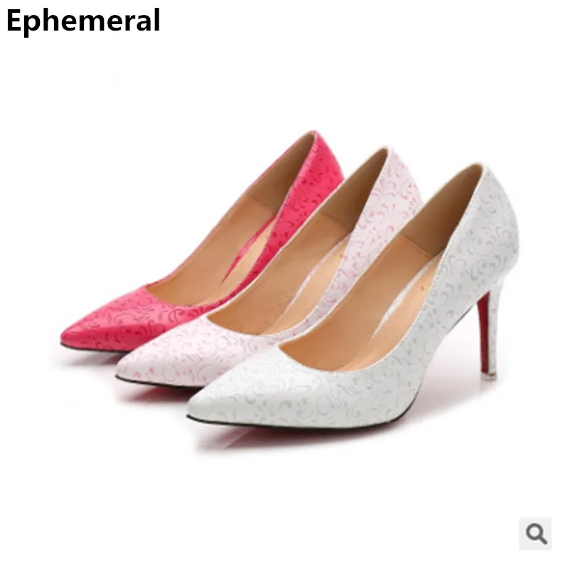 

Lady European/ American Style Elegant Microfiber Pumps Fish Texture Super High Heels Shoes Stilettos Grey Pink Plus Size 43 34