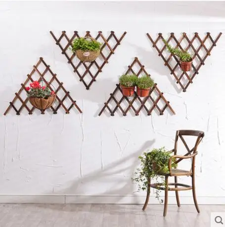 

Mesh balcony hanging wall flower rack solid wood wall hanging living room green radish hanging wall iron pendant orchid pot