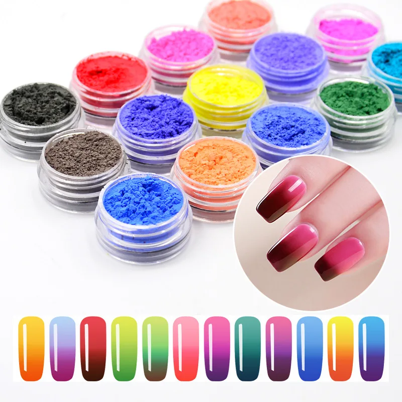 

Temperature change 12 Colors Glitter Nail Art Gem Polish Nail Gel 3D Nail Art Decorations Nail Glitter Powder M2nr298