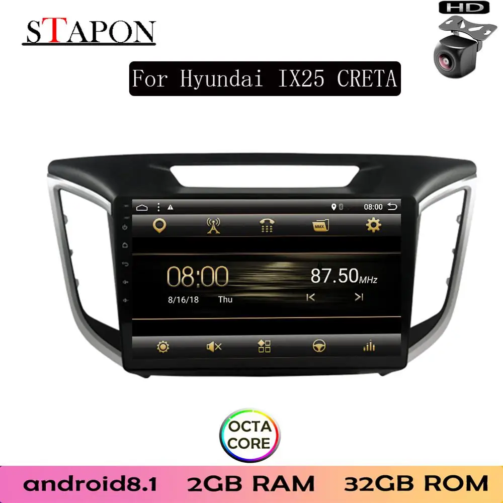 

STAPON 10inch for Hyundai IX25 CRETA 2014-2017 Android 8.1 2GBRAM OCTA CORE Car DVD MP5 Multimedia Player with RDS Wifi GPS
