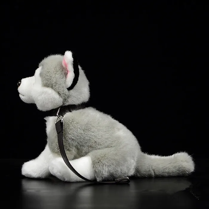 PomkiiLifelike сидя, сибирская плюшевая собака хаски, игрушки, Реалистичная мягкая игрушка для животных, мягкие плюшевые куклы для щенка для детей