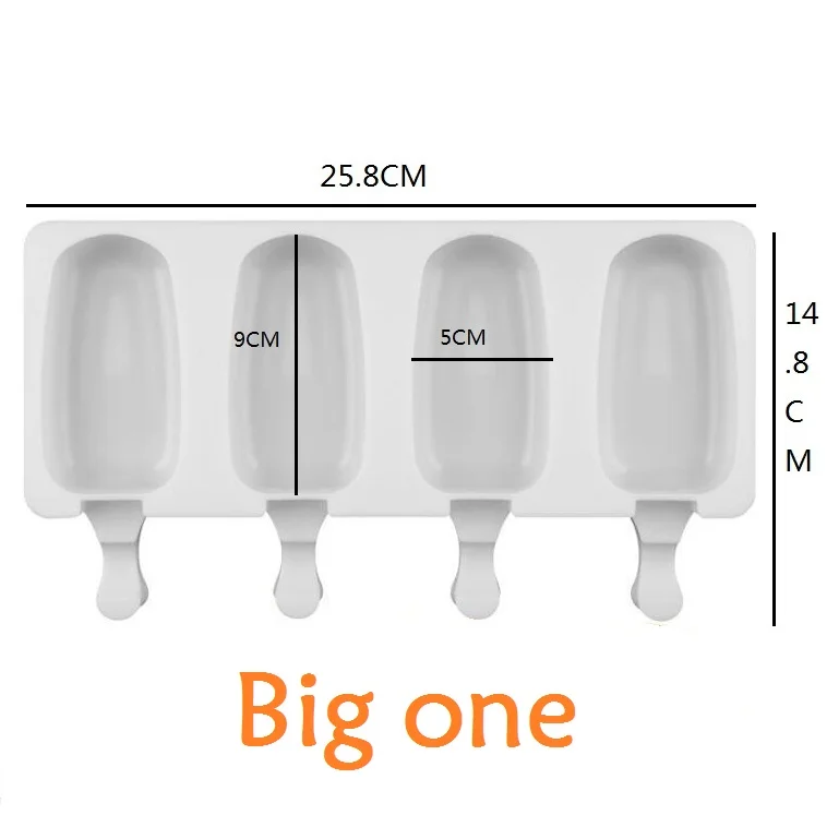 Bigger one Allforhome 4 полости силиконовая форма для мороженого лоток для мороженого бочка для мороженого Diy Форма для десерта форма для мороженого с палочками для мороженого - Цвет: Bigger one