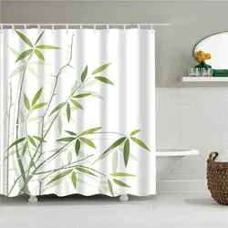 Природа бамбука водостойкий полиэстер ткань для ванной шторы для ванная комната с Ленточные швейные принадлежности аксессуары душ