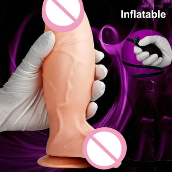 Huge Inflatable Dildo Pump Big Anal Plug No Vibrator Realistic Penis Vaginal Stimulation Adult Sex Toys Women Men Masturbator 1