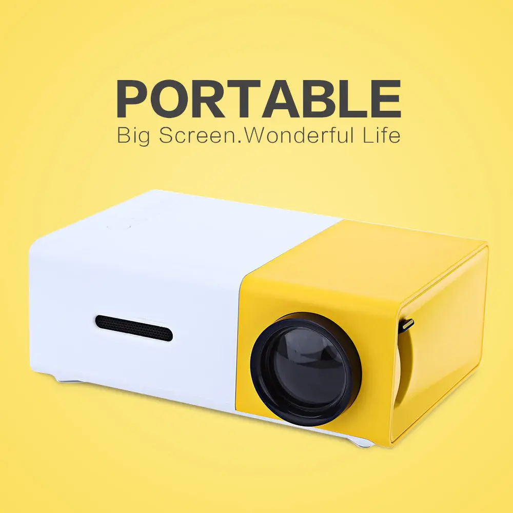 

Free shipping! Portable YG300 LED Projector 400-600LM 320x240P HDMI USB Home Media Player BLACK