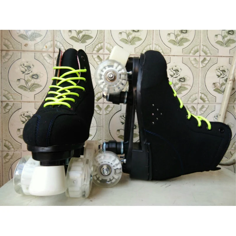 الكبار الأطفال أسود اثنين خط الأسطوانة صف مزدوج 4 عجلة التزلج أحذية نوعية جيدة كما سيبا بو الجلود الهدايا للأطفال IB32
