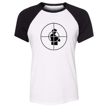 

Public Enemy Symbol Tee Shirts for Lady Girl Red Black Raglan Short Sleeve Funny T Shirt Women Summer Fashion Patchwork Tops