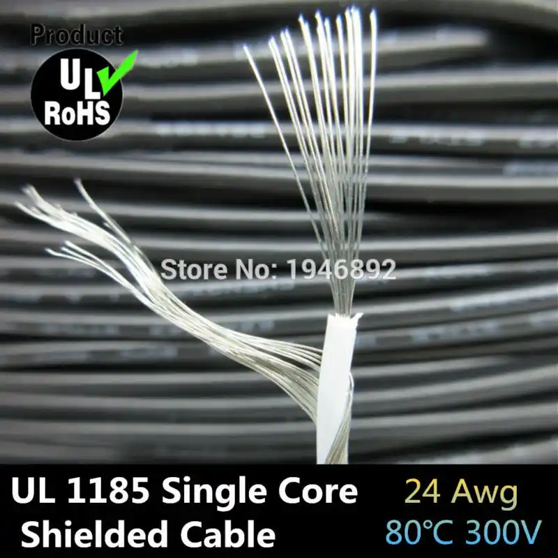 5m UL1185 26AWG Single Core Conductor Tinned copper Sprial Shielded