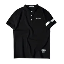 ZY/модные однотонные рубашки в стиле Харадзюку; повседневные свободные рубашки в полоску с буквенным принтом; уличная одежда со стоячим воротником; поло из крокодиловой кожи; Camiseta Polo