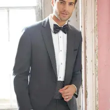 Нотч фрак серый одна кнопка 2 шт(JacketPantbowtie) Slim Fit высокое качество, поступления г. Мода Терно Masculino костюмы на заказ