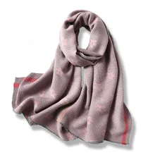 Дизайнерский брендовый женский шарф, зимние теплые кашемировые шарфы, женские шали и палантины, Пашмина бандана, толстая складка, женский платок