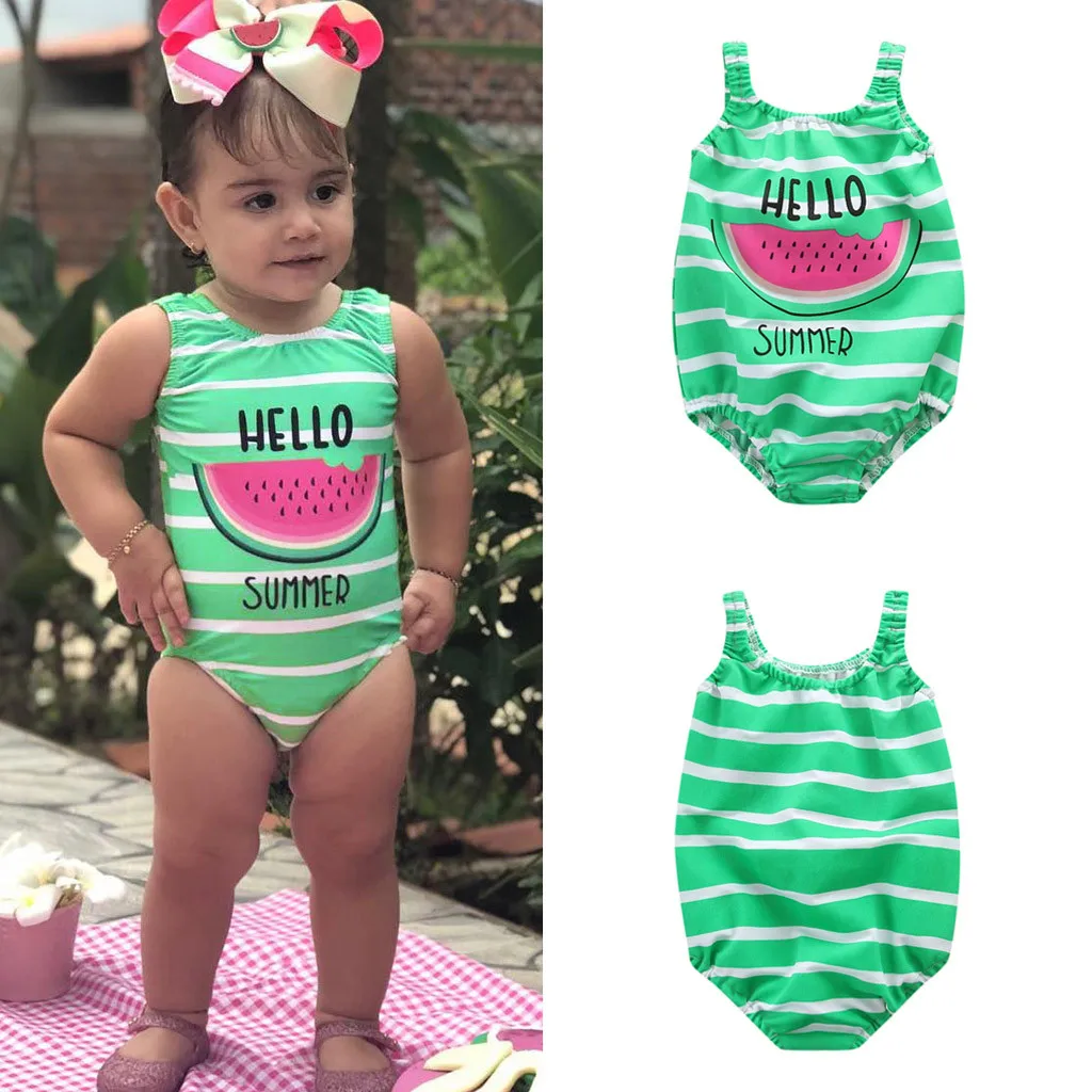

Perimedes Baby Girls One Piece Swimwear Clothes Toddler Baby Girl Swimwear Watermelon Striped Swimsuit Bathing Beach One Piece