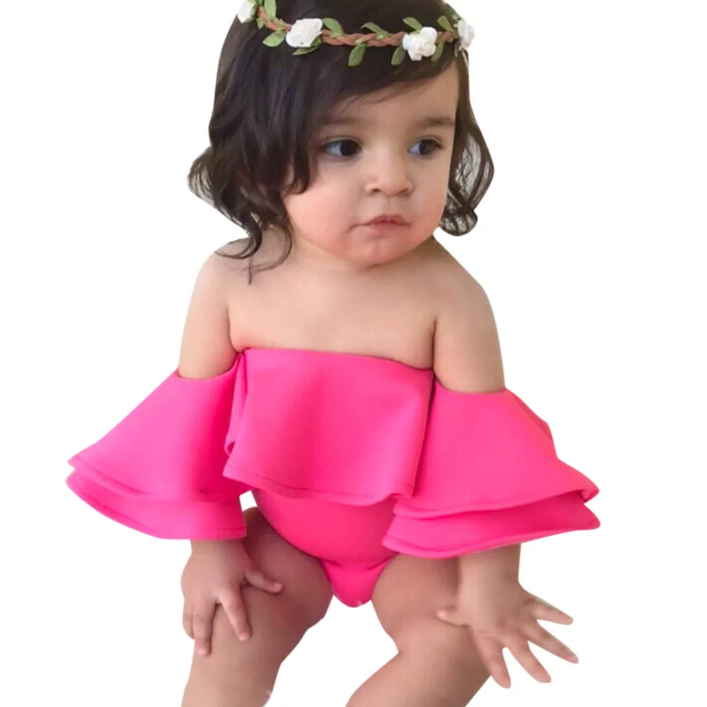 

MUQGEW= girl dress Infant Baby Girls Sleeveless Off Shoulder Solid Jumpsuit Romper Clothes kids girls clothes girls costume