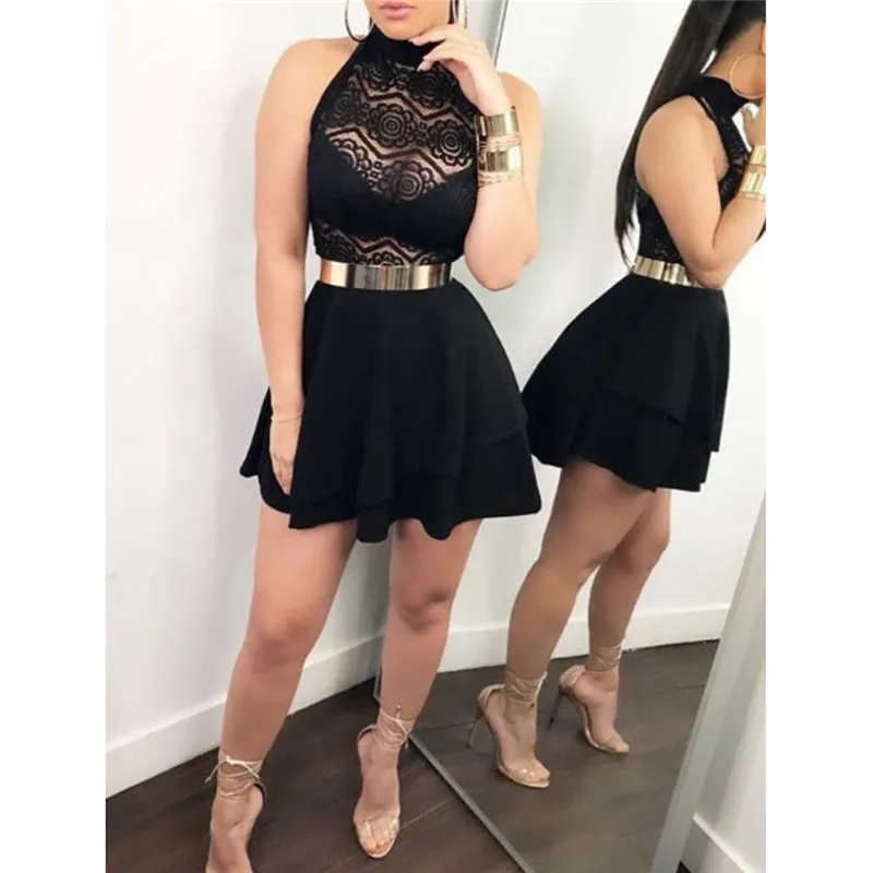 

rendy Sexy Women dress sleeveless Turtle Neck Summer Bodycon Geometry Ladies Party Polyester Mini Dresses one pieces T