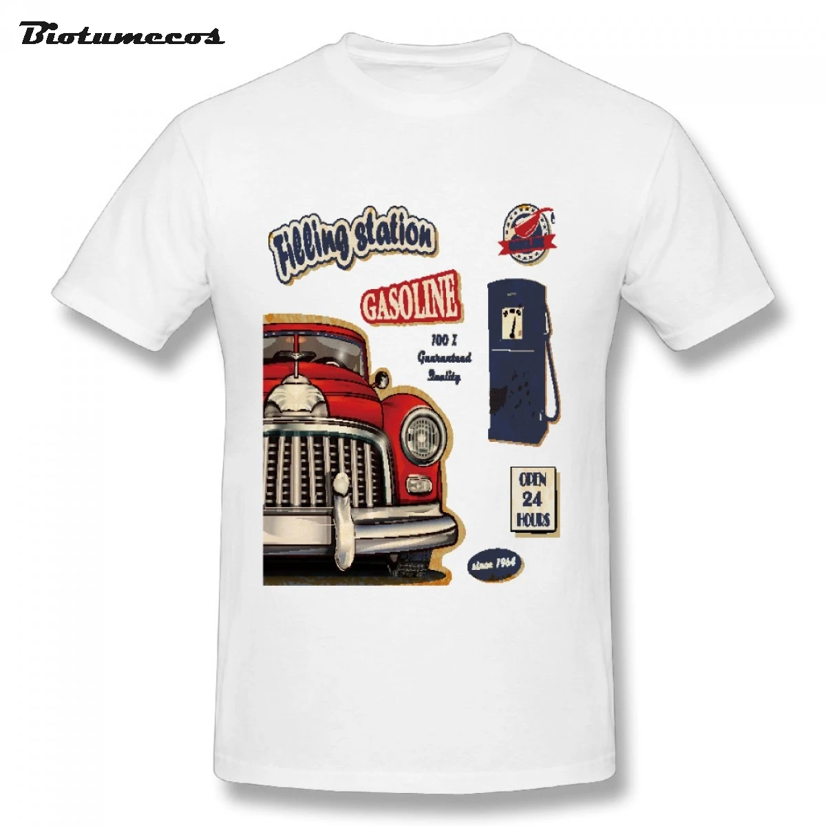 Comfortable Men T shirt Filling Station Gasoline Open 24 Hours Gas