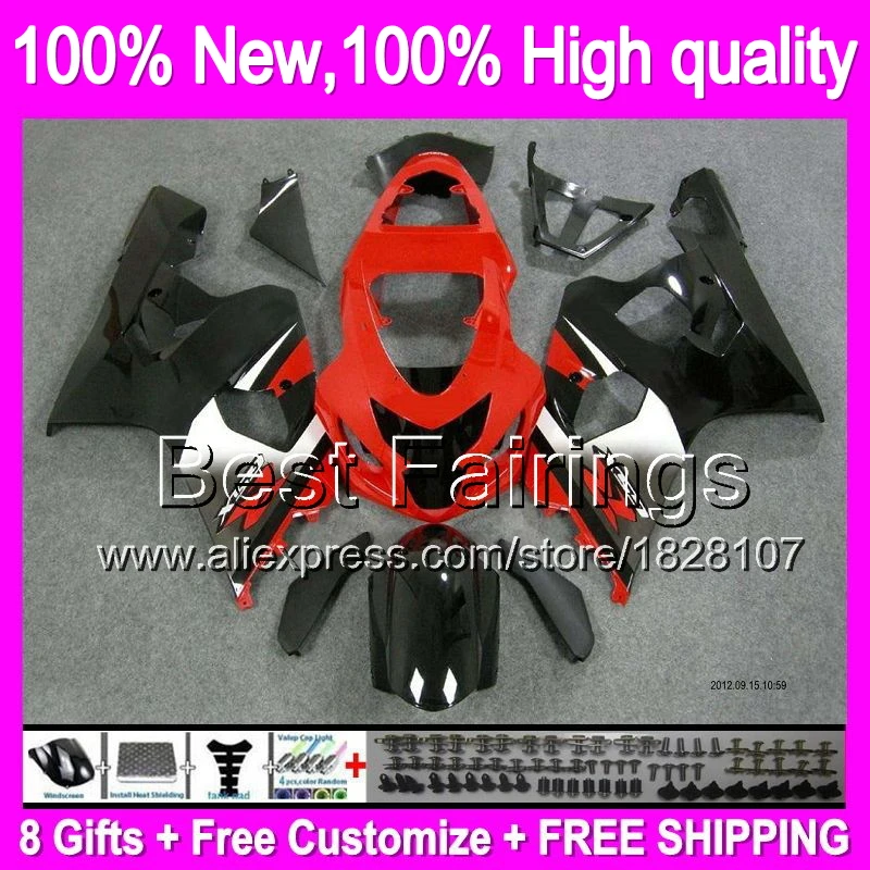 

Red black Fairing For SUZUKI GSXR 750 600 04 05 R600 04-05 Factory red blk 2B841 GSXR750 K4 GSXR600 GSX R750 2004 2005 +Decal