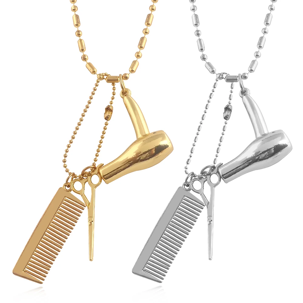 Hip Hop Hairdresser Tools Necklace Pendant Women Men Fashion Barber Shop Symbol Cool Jewelry Gift Accessories|Pendant Necklaces| - AliExpress