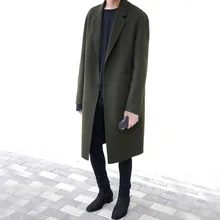 Повседневное модное мужское пальто Cashmer, теплое тонкое длинное мужское шерстяное пальто, одноцветное однобортное пальто и куртка
