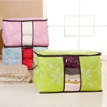

Simple Flower Pattern Closet Organizer 60*44*36cm Waterproof Underbed Storage Bag Home Tidy Container For Quilt Clothing Blanket