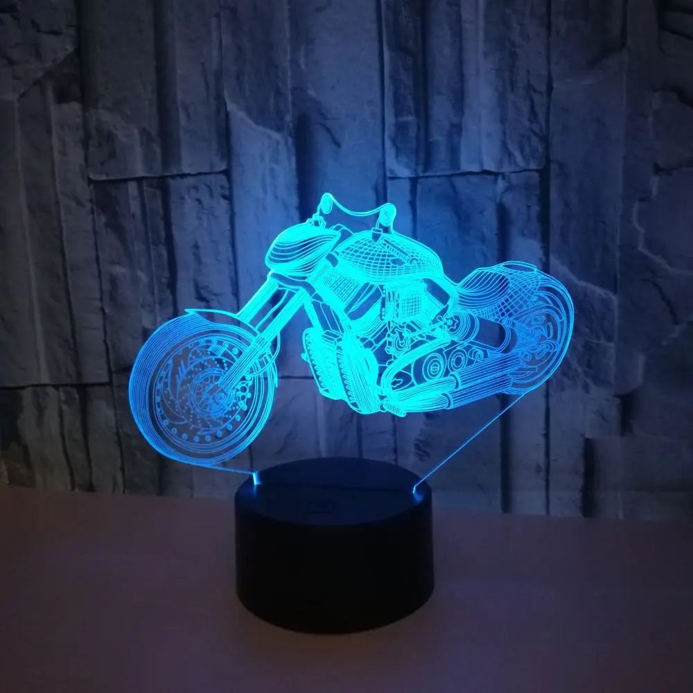 Мотоциклетная 3d цветная сенсорная маленькая лампа градиентная Маленькая ночная