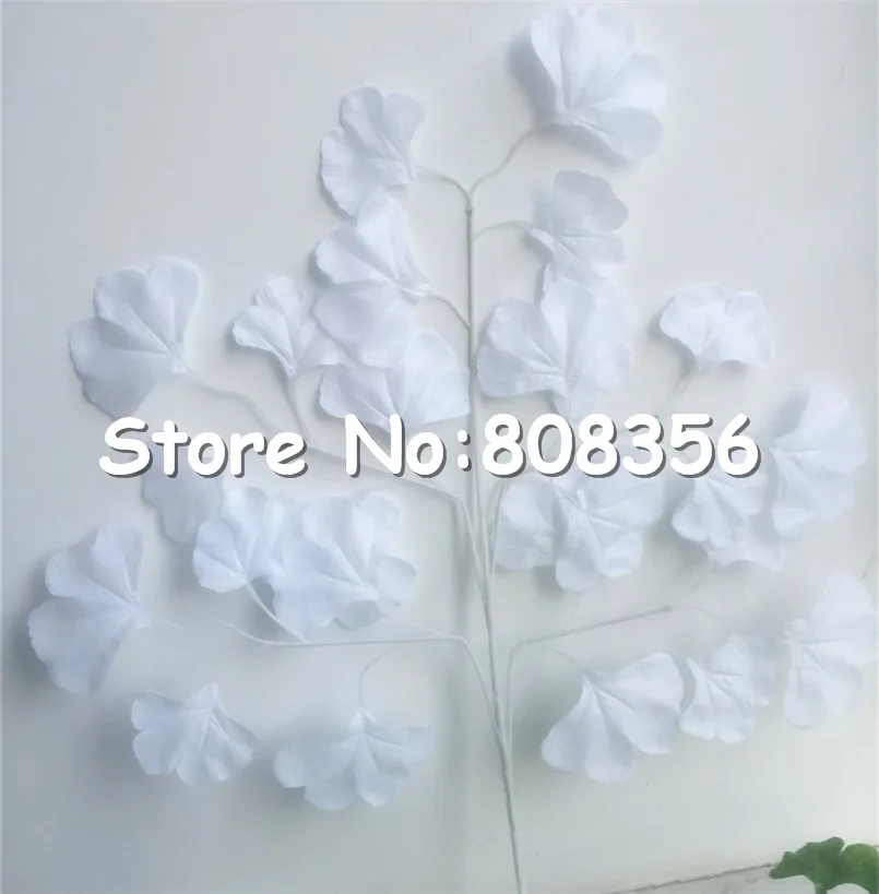 Растения в виде листьев гинкго, ротанга, 60 см, 12 шт., искусственные растения гинкго билоба, зеленый настенный искусственный Декор - Цвет: white