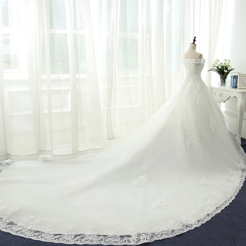 Fansmile Тюль Mariage Vestido De Noiva кружевное свадебное платье поезд подгонянного размера плюс свадебные платья свадебное платье FSM-463T