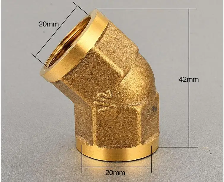 

1pcs 45 degree Angle 1/2" BSP Cross Elbow Female Thread Connection Pipe Brass Coupler Adapter