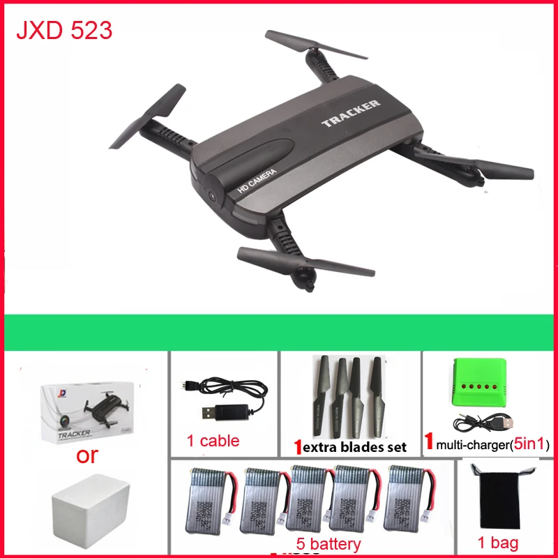 Складной мини Радиоуправляемый Дрон JXD523 с Wi Fi FPV 720P HD камерой удерживанием высоты