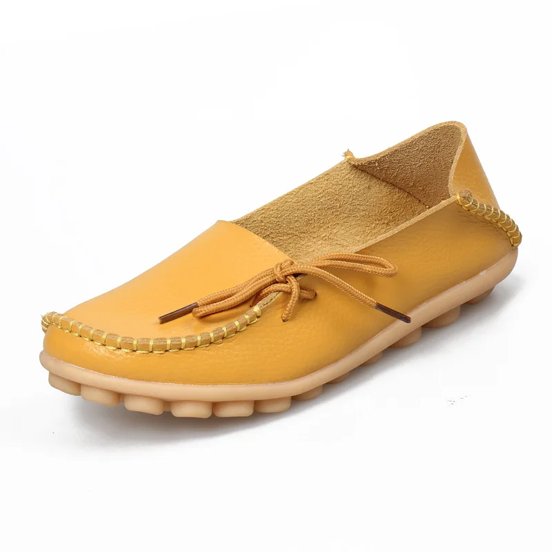 Женская обувь на плоской подошве; модная удобная повседневная обувь; женские лоферы из искусственной кожи на плоской подошве; Мокасины с мягкой подошвой размера плюс - Цвет: yellow