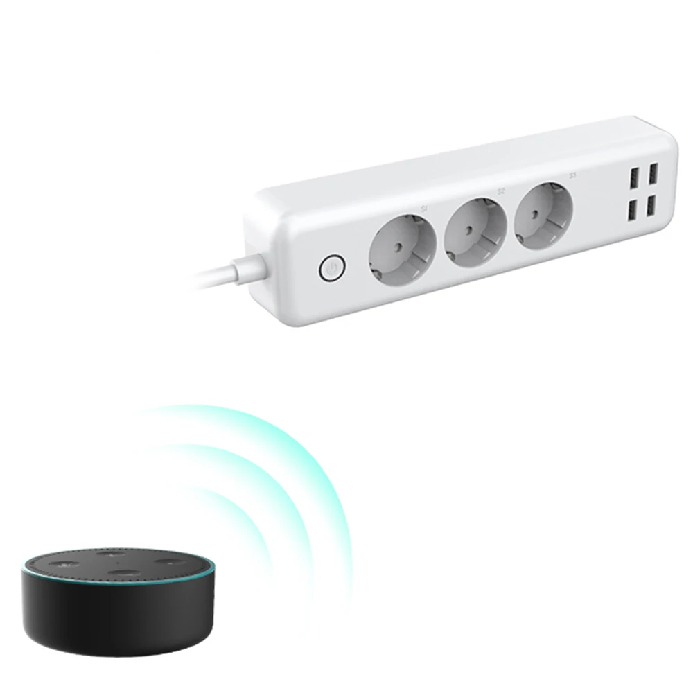 Wifi смарт Мощность полосы 3 ЕС штекер розетка с USB 4 зарядки Порты и разъёмы